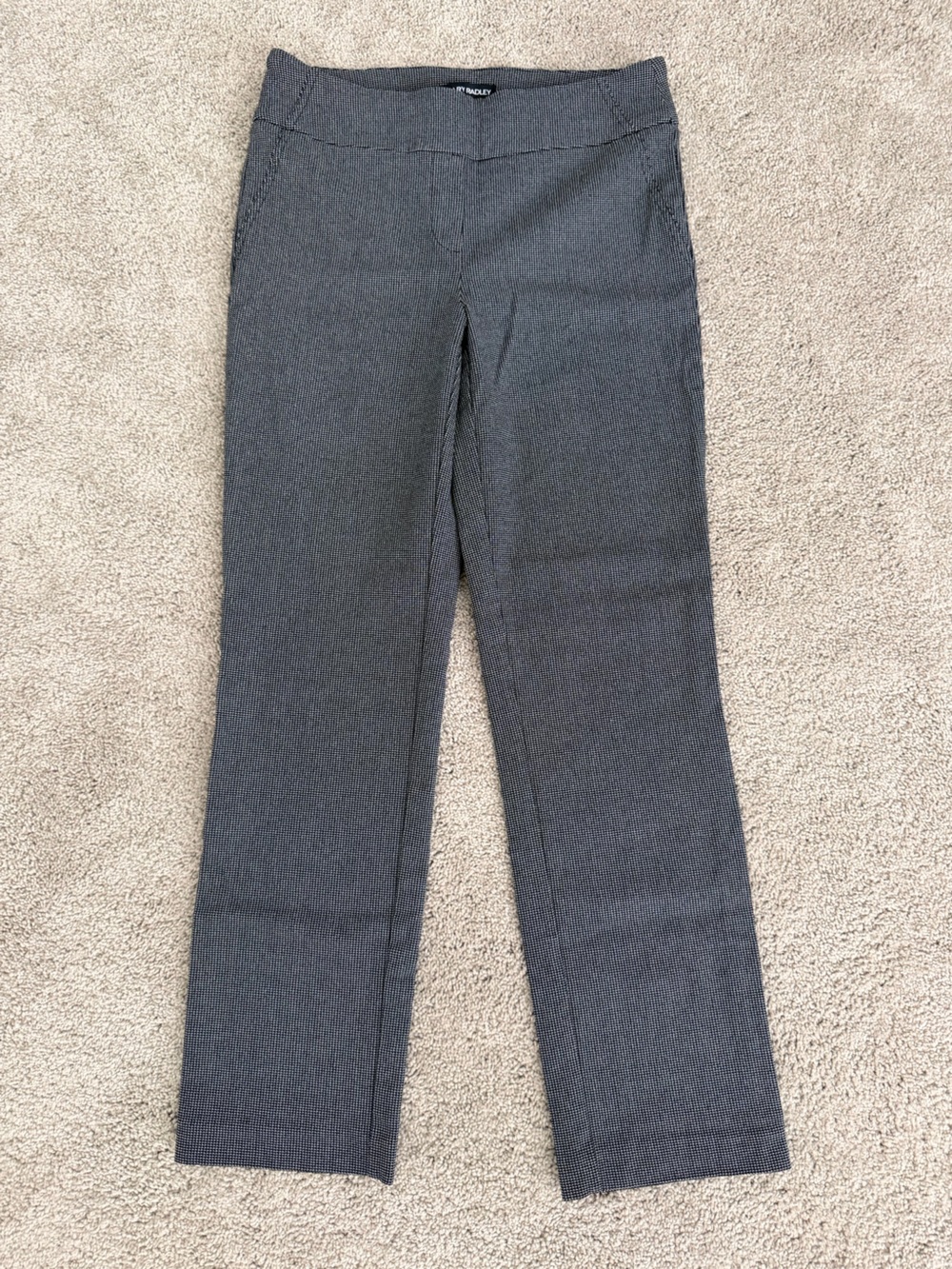 Hilary Radley Black and White Micro-Check Dress Pants